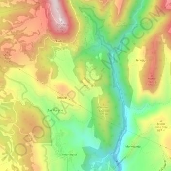 Mapa topográfico Vio, altitude, relevo