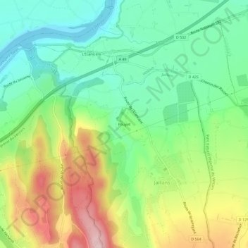 Mapa topográfico Pouyet, altitude, relevo