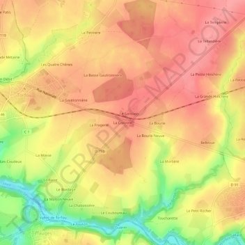 Mapa topográfico La Colonne, altitude, relevo