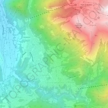 Mapa topográfico Concenedo, altitude, relevo