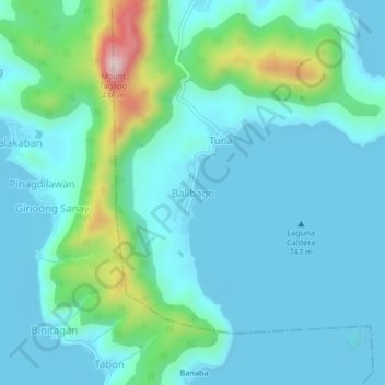 Mapa topográfico Balibago, altitude, relevo