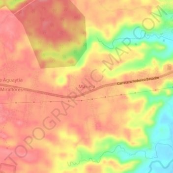 Mapa topográfico Mariela, altitude, relevo