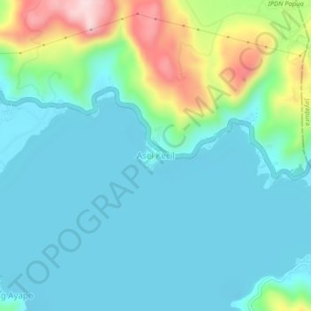 Mapa topográfico Asei Kecil, altitude, relevo