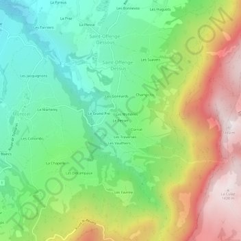 Mapa topográfico Le Pesset, altitude, relevo