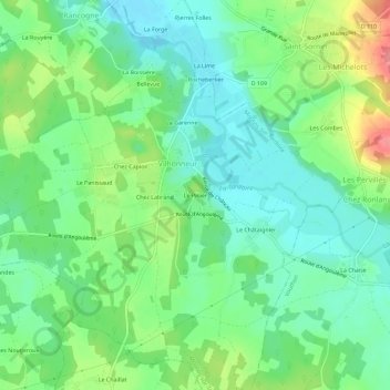 Mapa topográfico Le Pinier, altitude, relevo