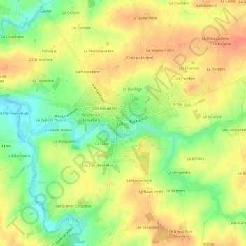 Mapa topográfico Jallais, altitude, relevo