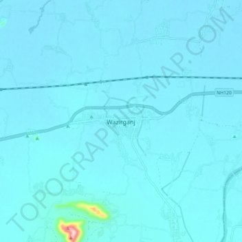 Mapa topográfico Wazirganj, altitude, relevo