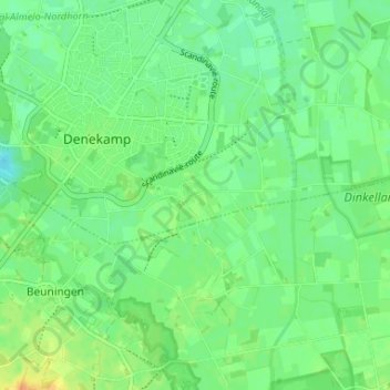Mapa topográfico Berghum, altitude, relevo