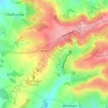 Mapa topográfico Cricket St Thomas, altitude, relevo