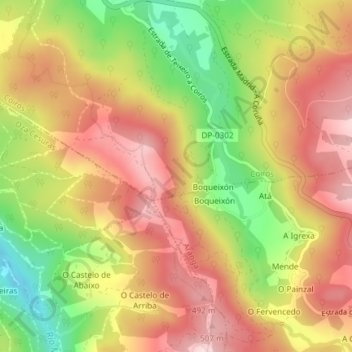 Mapa topográfico Comunal, altitude, relevo