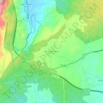 Mapa topográfico Vila Chã do Monte, altitude, relevo