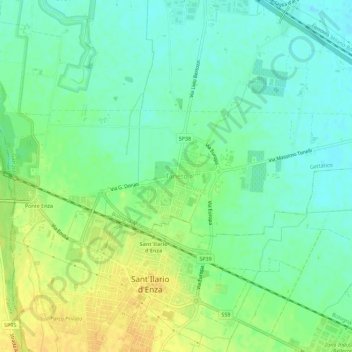 Mapa topográfico Taneto, altitude, relevo
