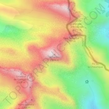 Mapa topográfico Acherito, altitude, relevo