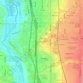 Mapa topográfico Wallace Heights, altitude, relevo