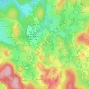 Mapa topográfico Creusot, altitude, relevo