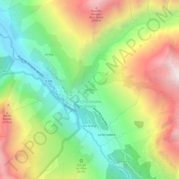 Mapa topográfico Les Prés, altitude, relevo