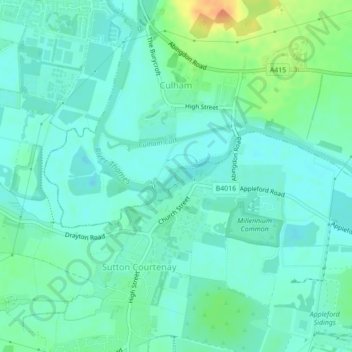 Mapa topográfico Sutton Pools, altitude, relevo