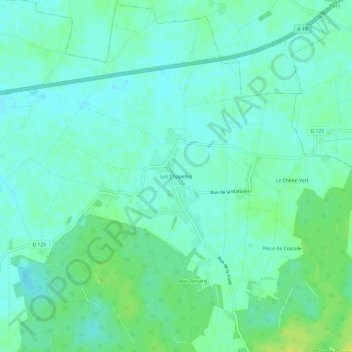 Mapa topográfico Les Chapelles, altitude, relevo
