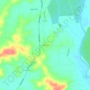 Mapa topográfico Cambrales, altitude, relevo
