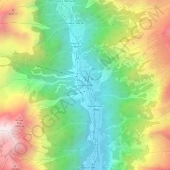 Mapa topográfico Valdo, altitude, relevo