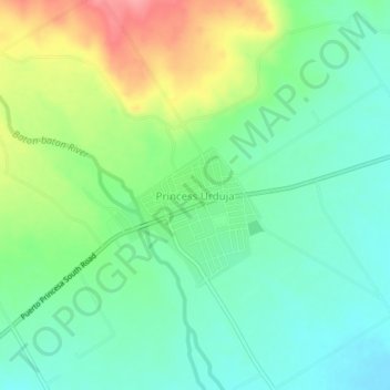 Mapa topográfico Princess Urduja, altitude, relevo