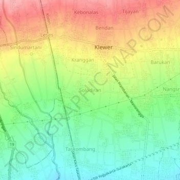 Mapa topográfico Solodiran, altitude, relevo