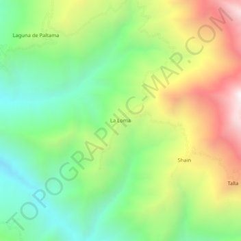 Mapa topográfico La Loma, altitude, relevo