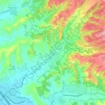 Mapa topográfico Vaggio, altitude, relevo