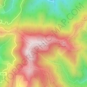 Mapa topográfico Le Fageas, altitude, relevo