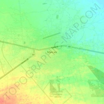 Mapa topográfico Maicao, altitude, relevo