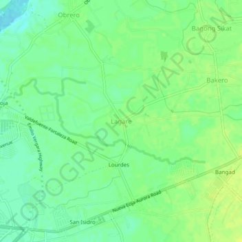 Mapa topográfico Lagare, altitude, relevo