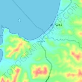 Mapa topográfico La Crucita, altitude, relevo