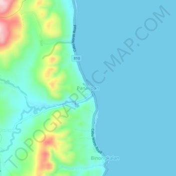 Mapa topográfico Panalipan, altitude, relevo