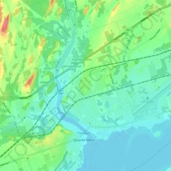 Mapa topográfico Trenton, altitude, relevo