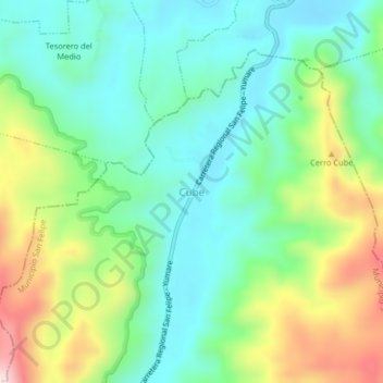 Mapa topográfico Cube, altitude, relevo