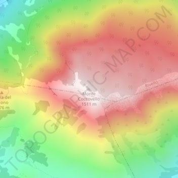 Mapa topográfico Monte Coccovello, altitude, relevo