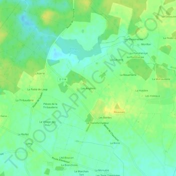 Mapa topográfico Les Anglées, altitude, relevo