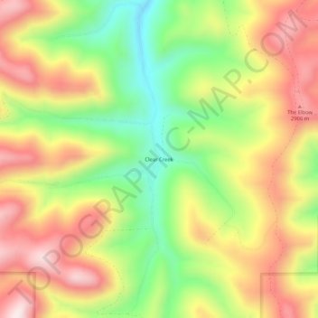 Mapa topográfico Clear Creek, altitude, relevo