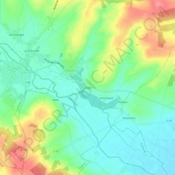 Mapa topográfico Chollet, altitude, relevo