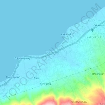 Mapa topográfico Kaliasem, altitude, relevo