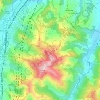 Mapa topográfico Montecalvo, altitude, relevo