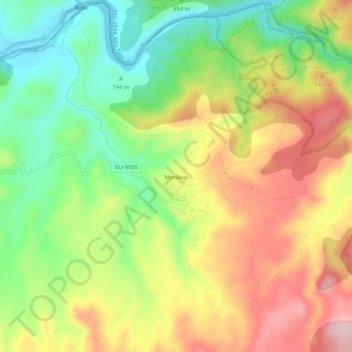 Mapa topográfico Morillejo, altitude, relevo