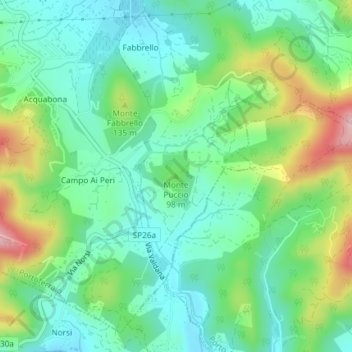 Mapa topográfico Portoferraio, altitude, relevo