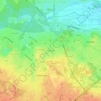 Mapa topográfico Ménespey, altitude, relevo