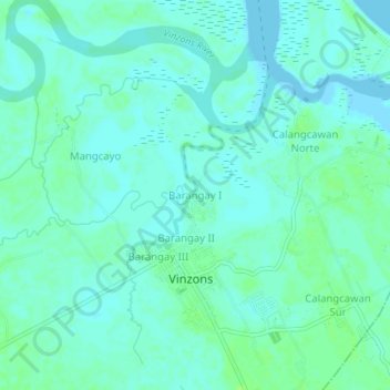 Mapa topográfico Barangay I, altitude, relevo