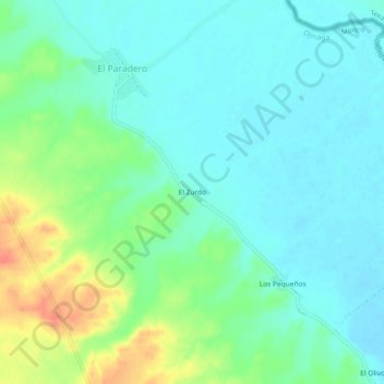 Mapa topográfico El Zurdo, altitude, relevo