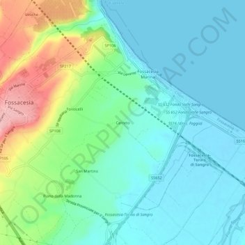 Mapa topográfico Cerreto, altitude, relevo