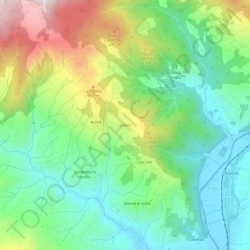 Mapa topográfico Lastro, altitude, relevo