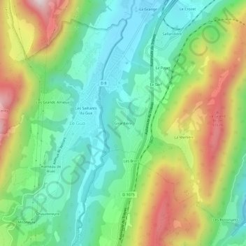 Mapa topográfico Girardière, altitude, relevo