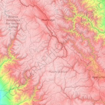 Mapa topográfico Province of Huancavelica, altitude, relevo